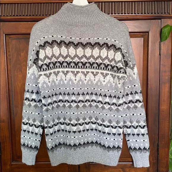 Abercrombie & Fitch Nordic Fair Isle Norwegian pattern knit  mock / roll neck S - Picture 3 of 16